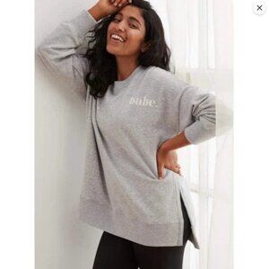 Aerie gray oversized babe sweatshirt